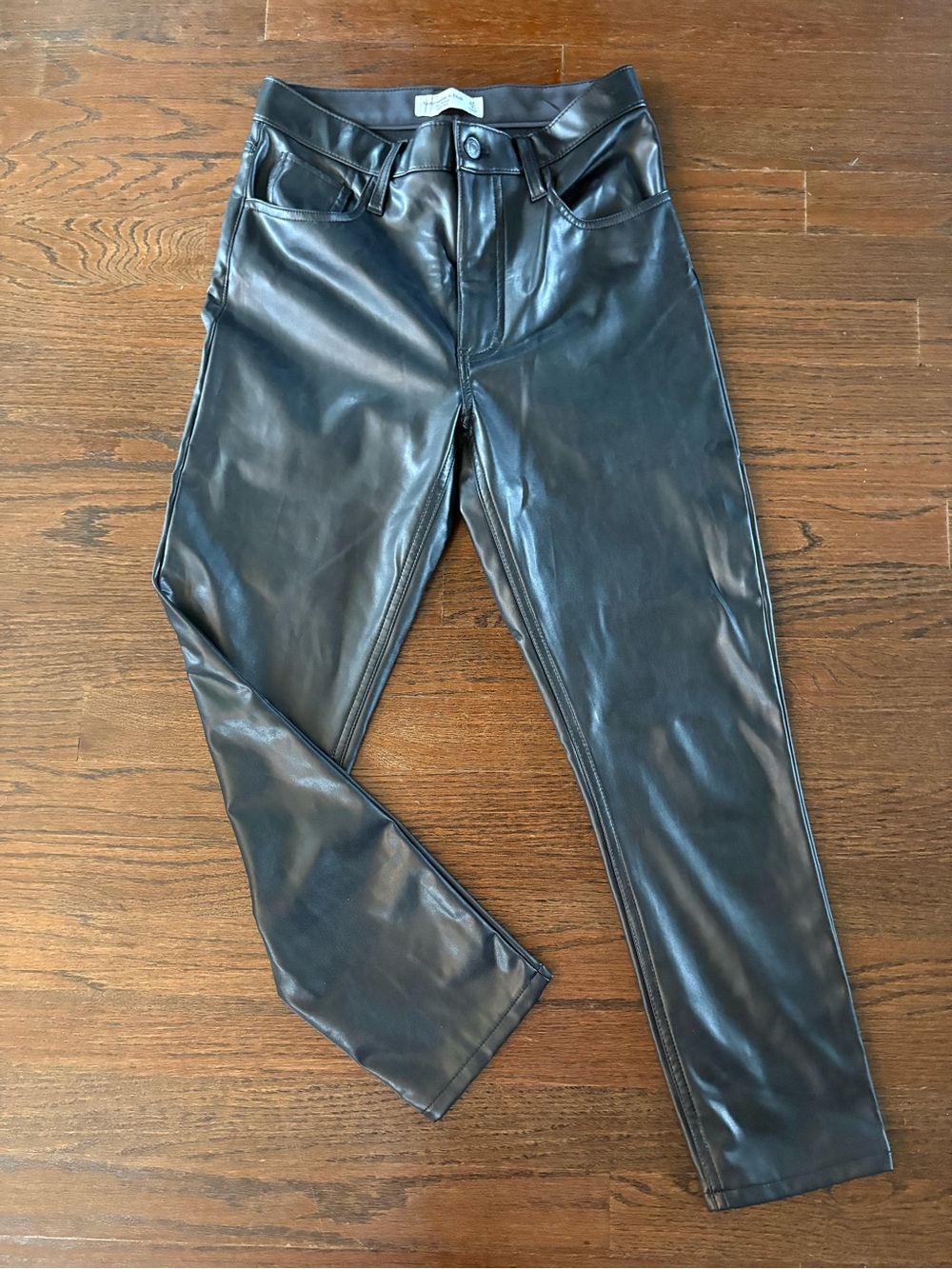 Abercrombie & Fitch Black Slim Faux Leather Jeans